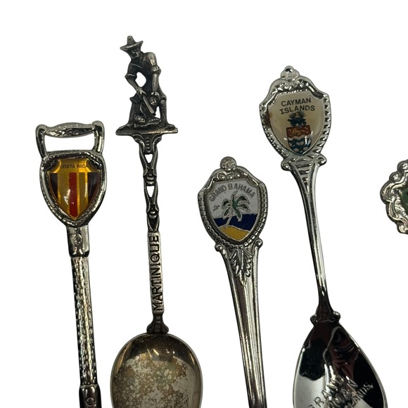 7pc Vtg Souvenir Spoon Lot Islands Cruise Travel Grand Cayman Nassau Jamaica - Picture 5 of 9